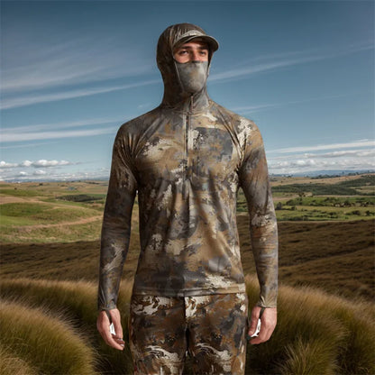 Camo Hunting Hoodie with Face Mask – Lightweight Pullover for Fishing &amp; Outdoor Use