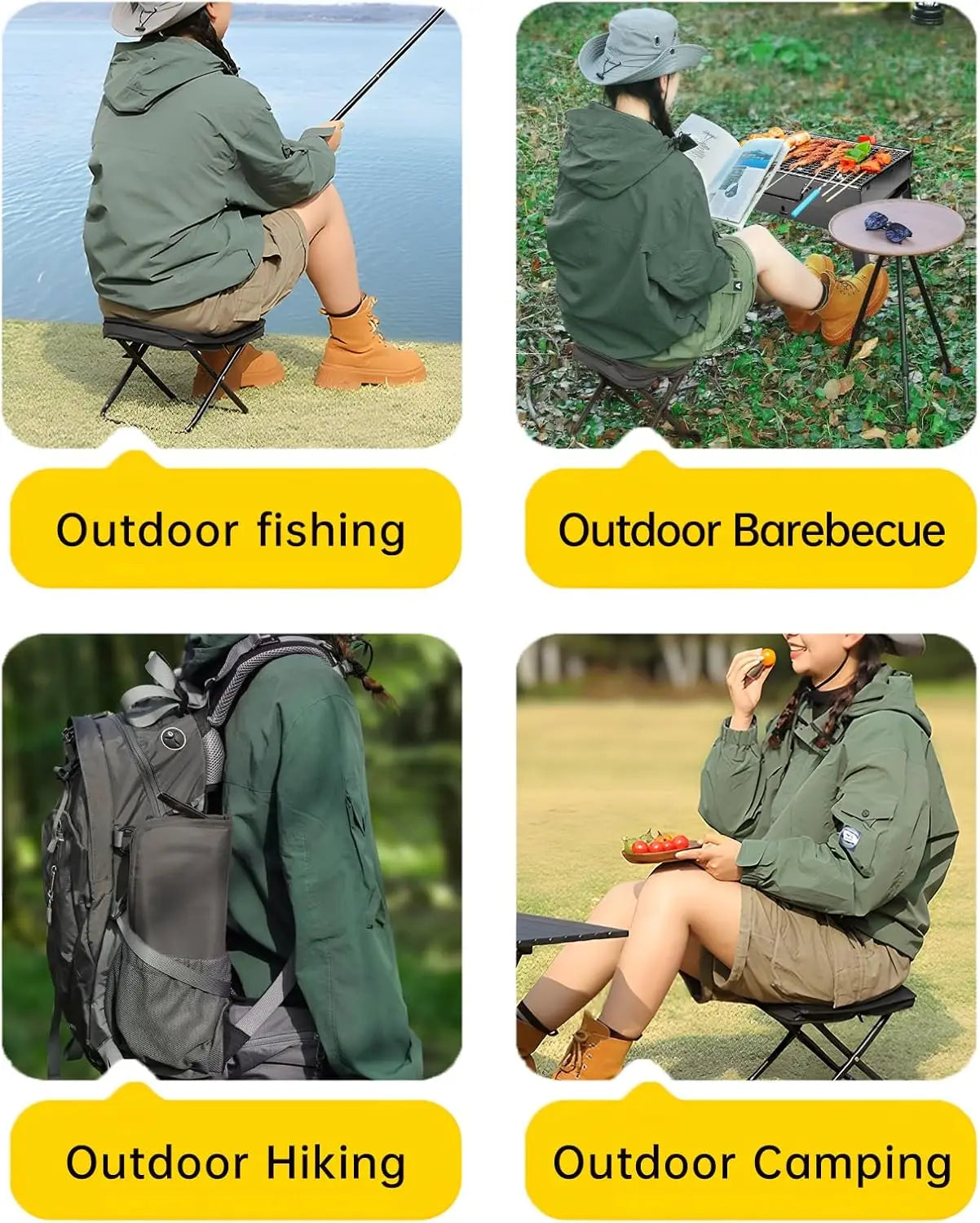 Ultralight Folding Camping Stool – Pocket-Sized 900D Oxford Seat for Fishing, Hiking, Backpacking &amp; Picnic
