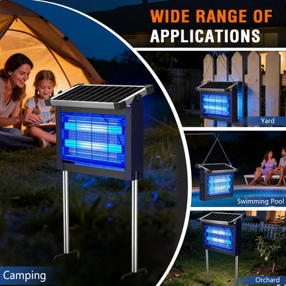 Solar Bug Zapper Outdoor Waterproof, 4500V High Power Cordless Mosquito Zapper, Dual Solar &amp; USB Rechargeable for Patio Garden