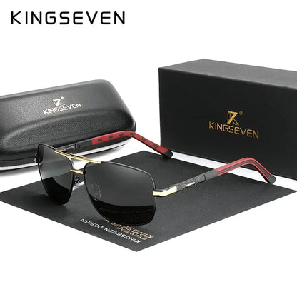 KINGSEVEN 724000 Polarized Sunglasses – Aluminium-Magnesium, Tall Rectangle, UV400, Unisex