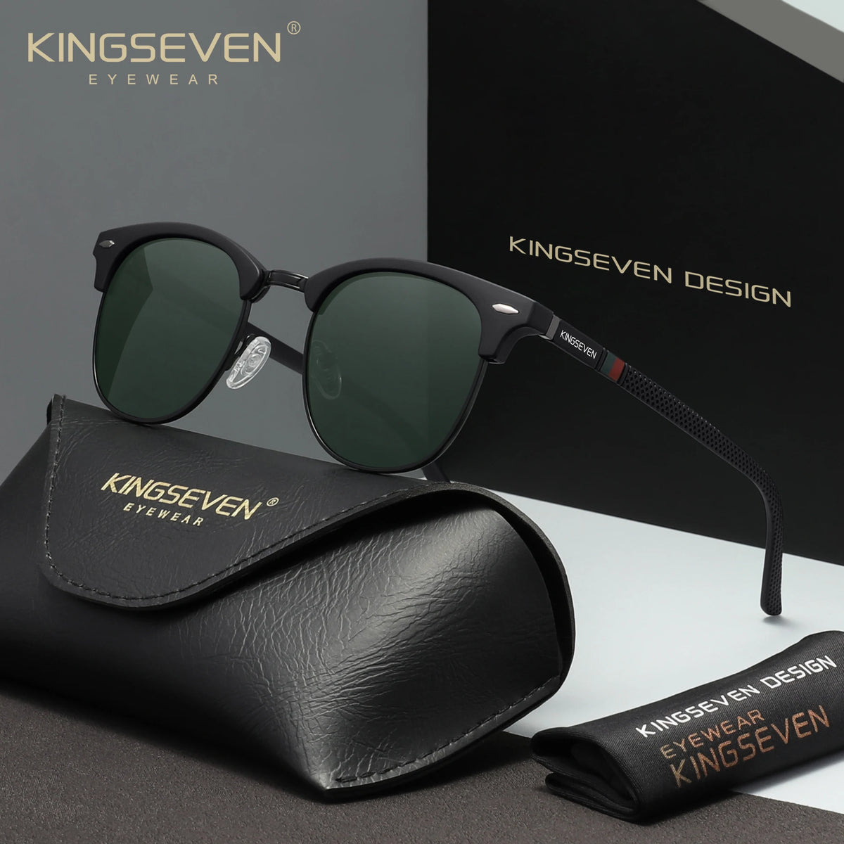 KINGSEVEN 7016 Polarized Sunglasses – Round Frame, UV400, 10 Colors, Unisex