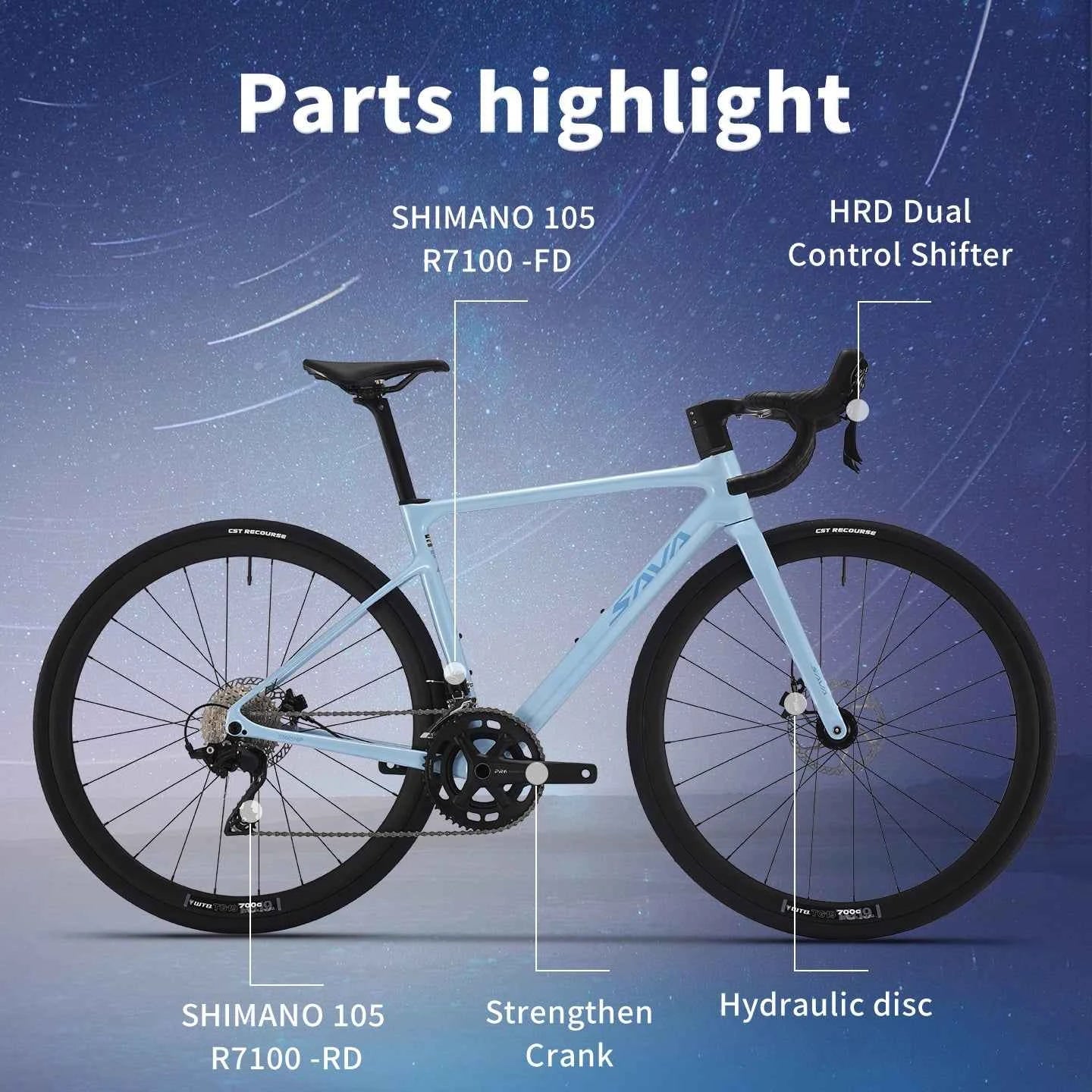2025 SAVA NEW BIKE STAR SHIP Carbon Fiber Road Bike with HRD Dual Control Shifter Kit Road Racing Bike CE/UCI Certified