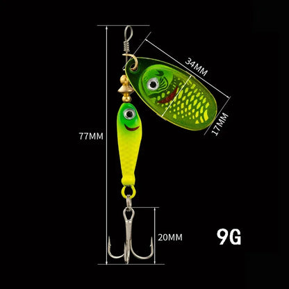 9g Rotating Fishing Bait Spoon Lure Metal Triple Hook Artificial Fish Wobbler Feeder for Enhanced Fishing Experience