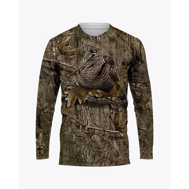 Camo &amp; Wildlife Graphic Long-Sleeve T-Shirt – Unisex Oversized Pullover Tee