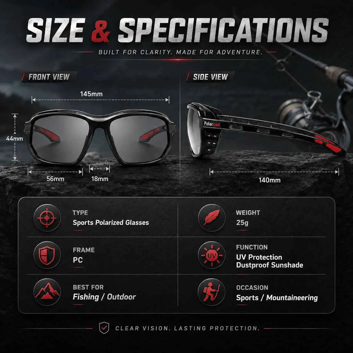 Polarized Fishing &amp; Sports Goggles – Foam Seal, Photochromic Option, UV400, 5 Lens Modes
