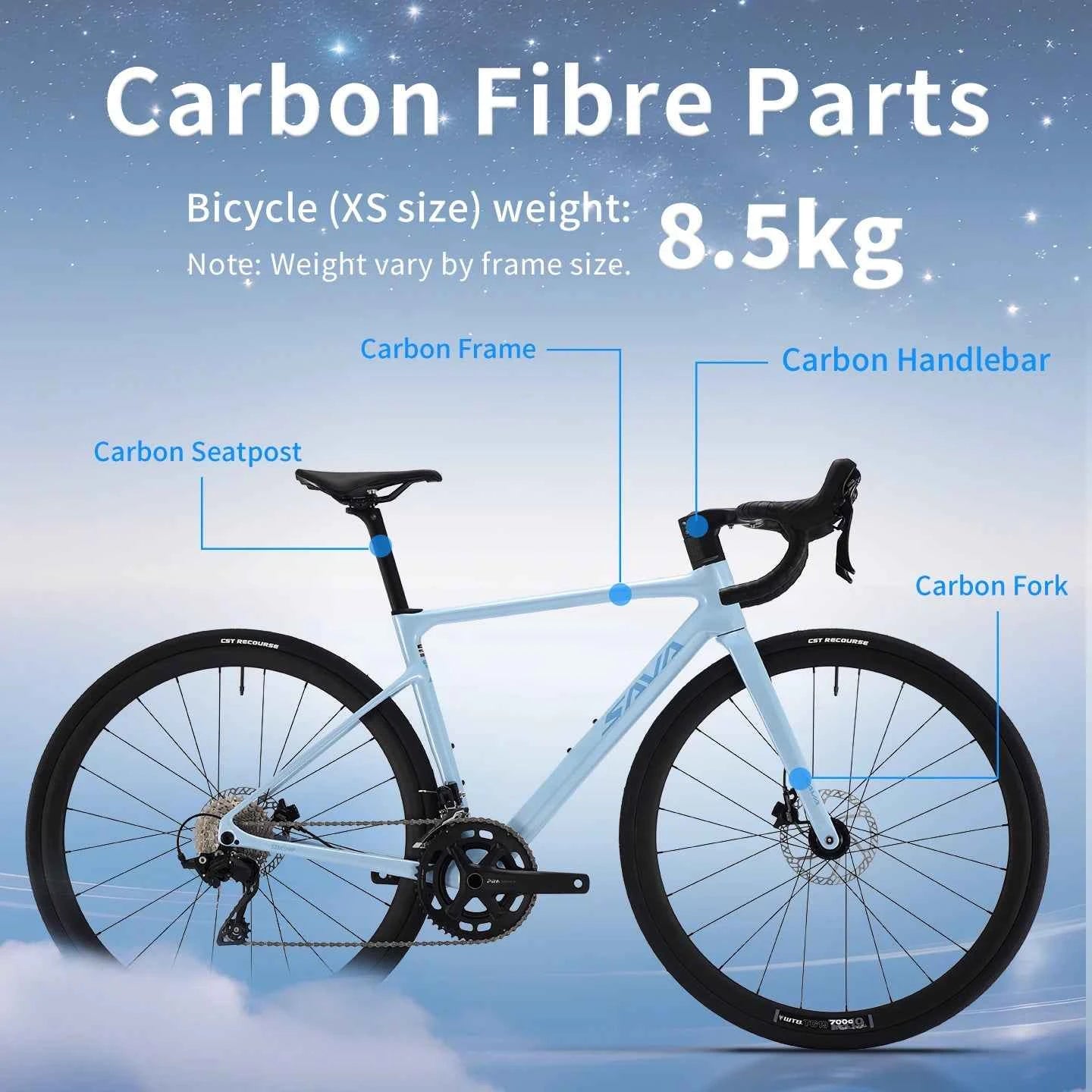 2025 SAVA NEW BIKE STAR SHIP Carbon Fiber Road Bike with HRD Dual Control Shifter Kit Road Racing Bike CE/UCI Certified