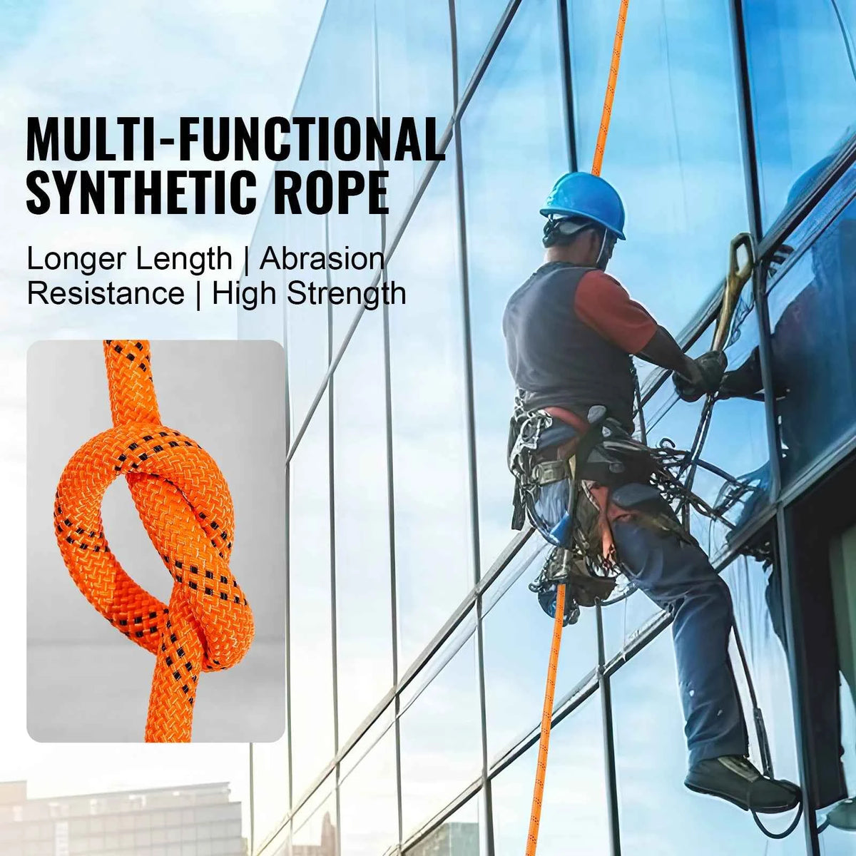 120ft Double Braid Polyester Rope – 3/8" or 1/2" 48-Strand Climbing &amp; Arborist Rope