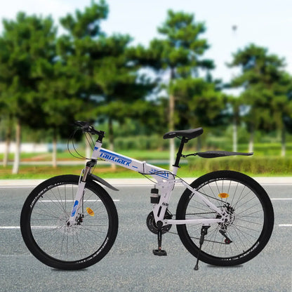 26" Folding Mountain Bike 21-Speed Dual Disc Brakes Men&