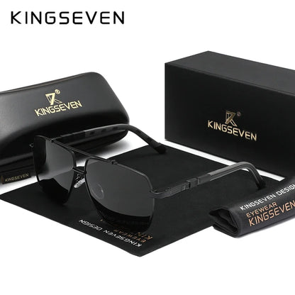 KINGSEVEN Square Polarized Sunglasses – UV400 Mirror Aluminum Frame for Men &amp; Women