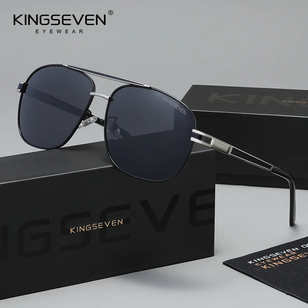 KINGSEVEN 738 Polarized Square Sunglasses – Stainless Steel Frame, UV400, Unisex