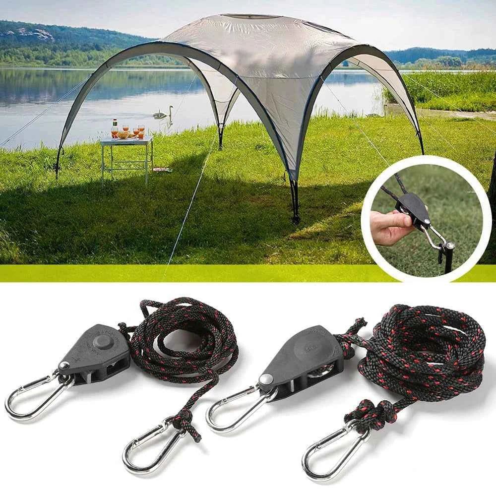 Camping Tent Adjustable Rope Fastener Fixed Buckle Pulley Tensioner Ratchet Hangers Lights Lifting Camping Awning Wind Rope