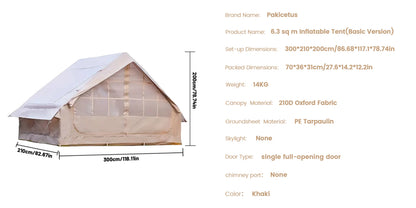 PAKICETUS Inflatable Camping Tent – 4-8 Person Portable 4-Season Waterproof Tent with Windows