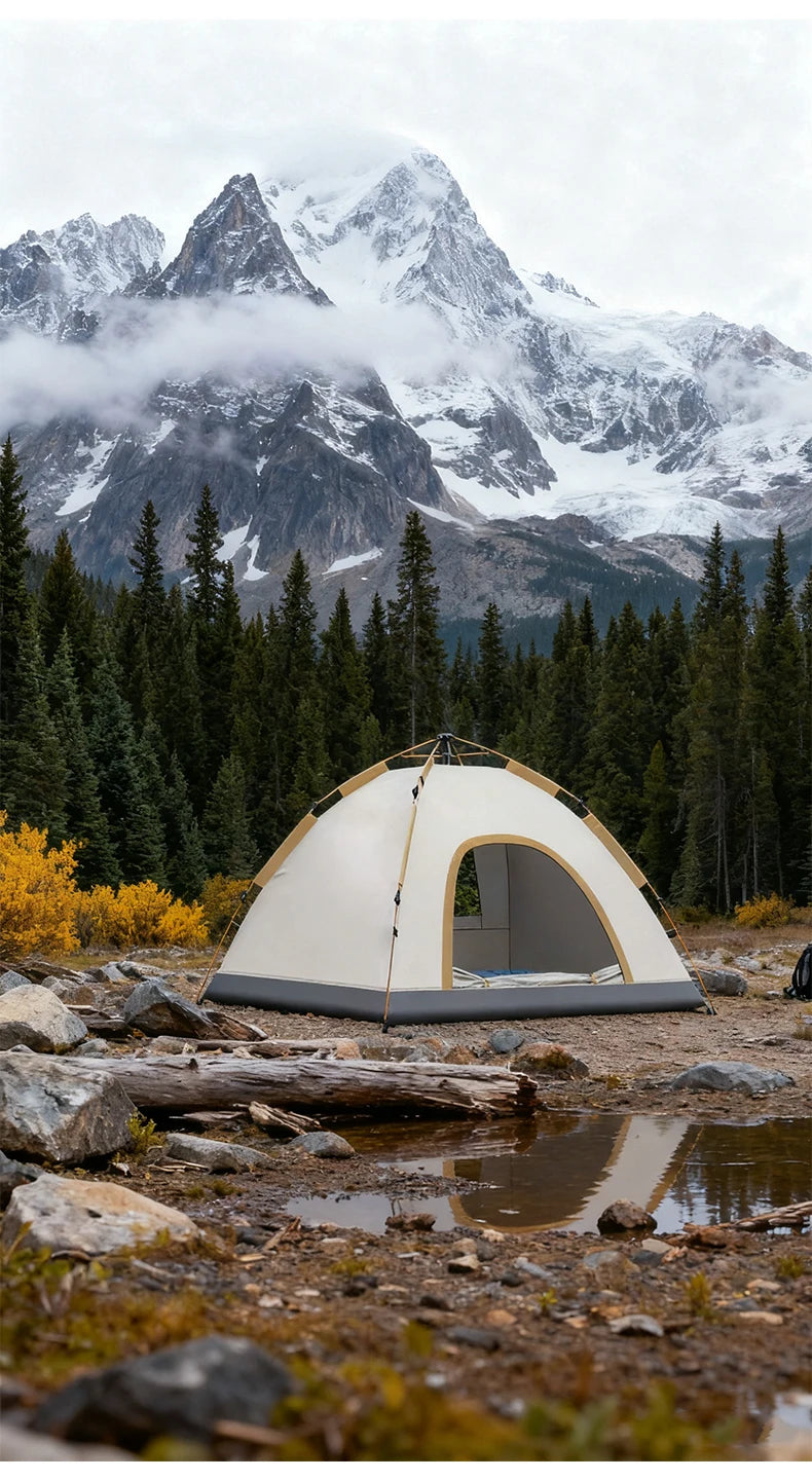 1 Green Camping Tent Outdoor Portable Foldable Overnight Fully Automatic Thickened Beach Indoor Quick-Open