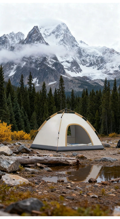 1 Green Camping Tent Outdoor Portable Foldable Overnight Fully Automatic Thickened Beach Indoor Quick-Open