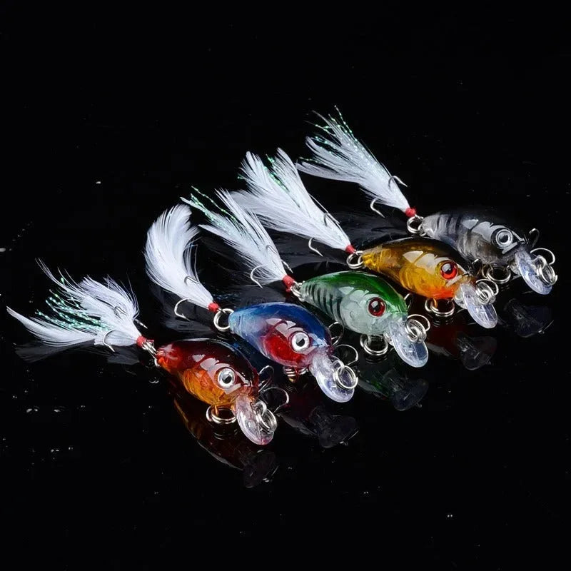 5pc Minnow Crankbait Fishing Lure Set – 4g / 4.5cm Wobbler Hard Bait Kit (Mixed Colors)