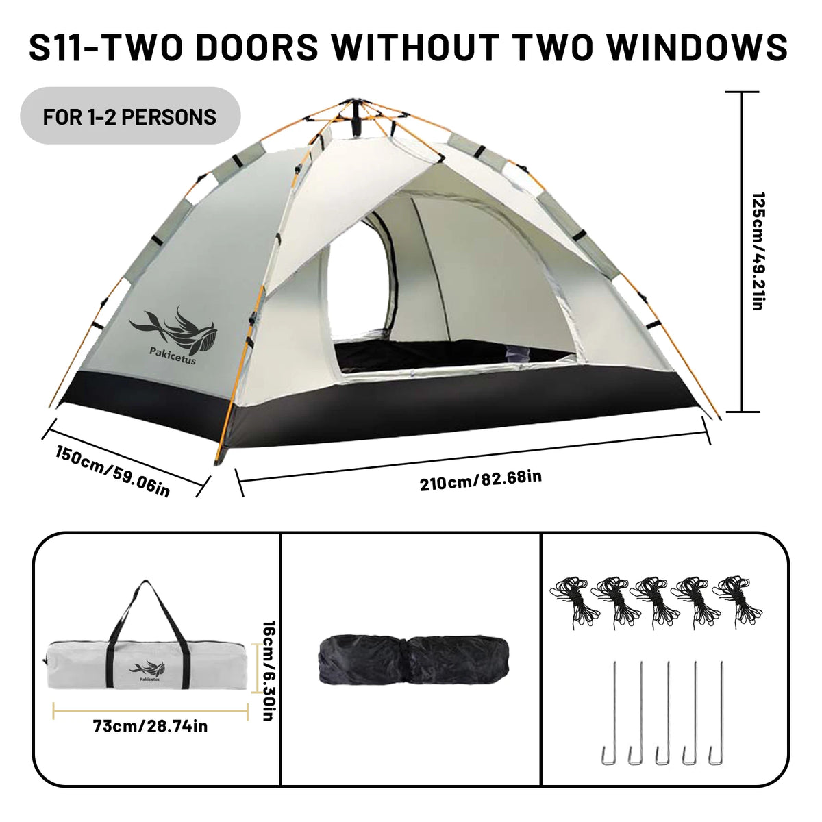 Pakicetus Pop-Up Tent – Instant Setup | Waterproof | Tarp-to-Shelter | Camping, Beach &amp; Fishing | Gold &amp; Gray