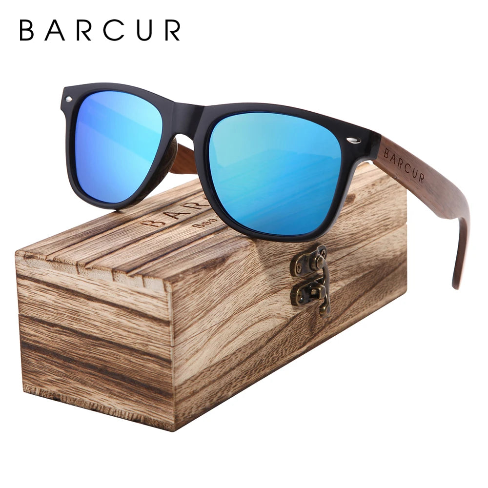 BARCUR Black Walnut Wood Polarized Sunglasses – UV400 Protection