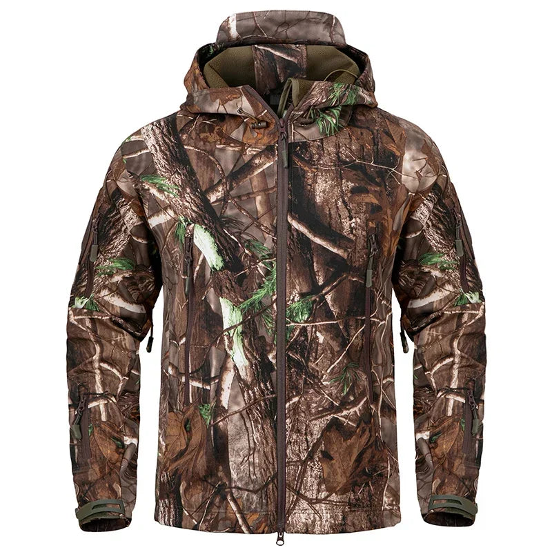 Men’s Silent Camouflage Hunting Jacket – Waterproof Soft Shell Tactical Coat