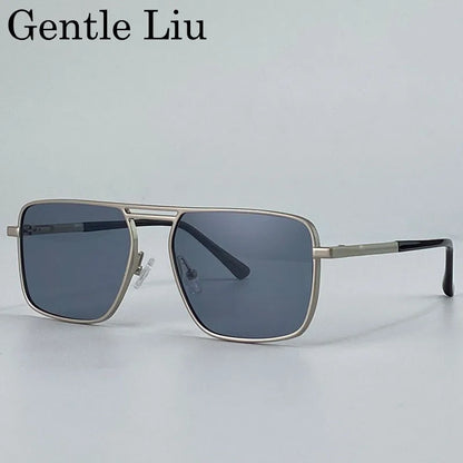 GENTLE LIU KSL-98280 Oversized Double Beam Square Sunglasses – Alloy Frame, UV400