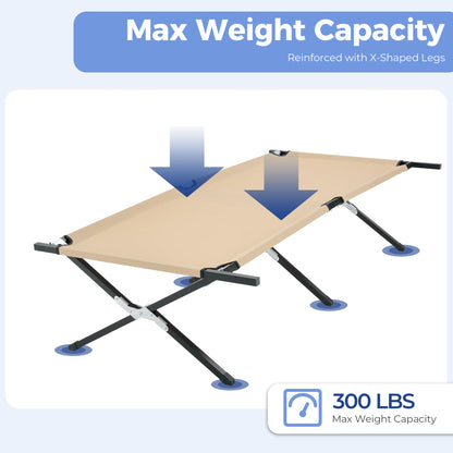 JHK Folding Camping Cot – 300 LBS Capacity | 73" x 30.3" | Tool-Free Setup | Ships from US