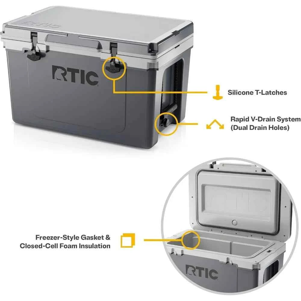 52-Quart Ultra-Light Hard Cooler – Insulated Ice Chest for Camping, Fishing, Beach &amp; Hunting