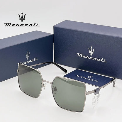 Maserati UV400 Polarized Sunglasses – Square Alloy Frame, Anti-Reflective TAC Lenses