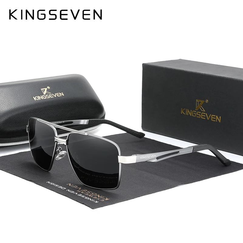 KINGSEVEN x7755 Aluminum Pilot Sunglasses – TAC Polarized Mirror, Anti-Reflective, UV400, Unisex