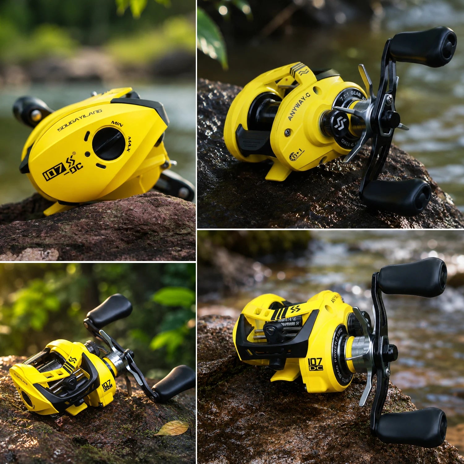 Sougayilang 107-DC Baitcasting Reel – iDC Electronic Brake 7.1:1 Gear Ratio 6+1BB 15KG Drag Saltwater &amp; Freshwater