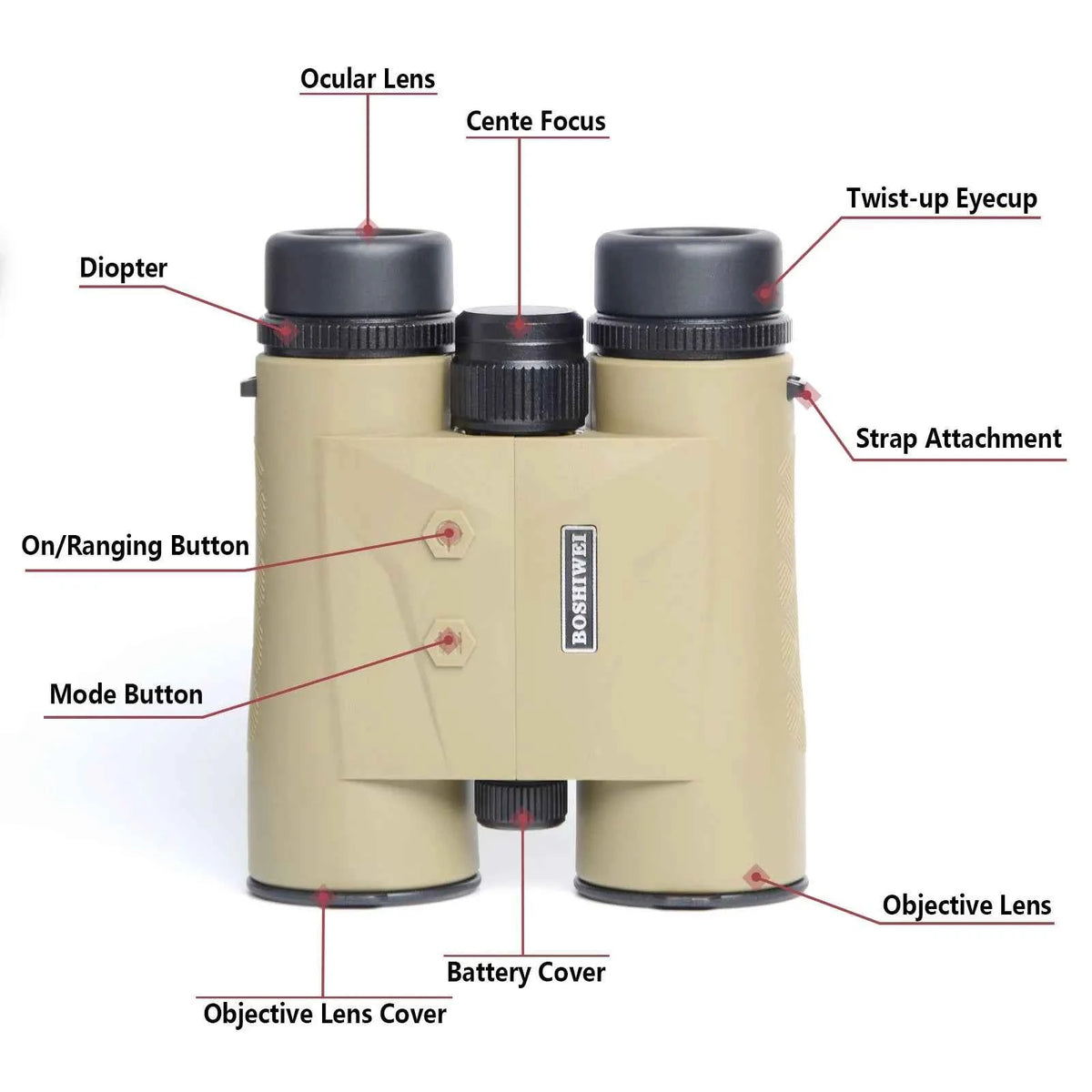 BOSHIWEI BSW 10X42 ED Laser Rangefinding Binoculars – IPX7, 1800m / 2400m, Hunting &amp; Golf