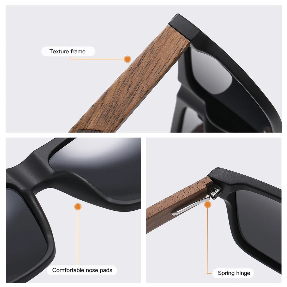 Wood Grain Polarized Pilot Sunglasses UV400 – Men&