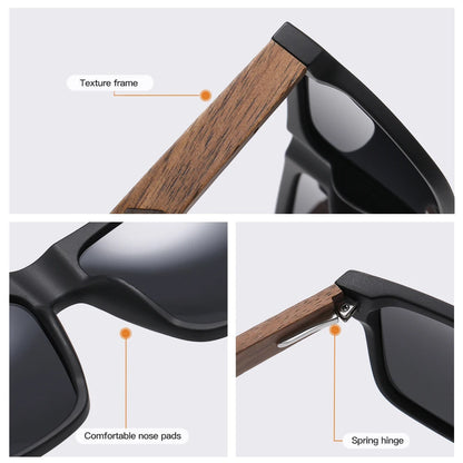 Wood Grain Polarized Pilot Sunglasses UV400 – Men&