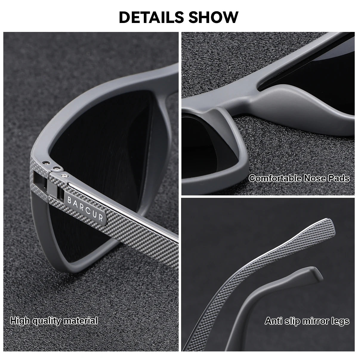 BARCUR Polarized Rectangle Sunglasses – UV400 Mirror Gradient Lens, TR-90 Frame, 9 Colors