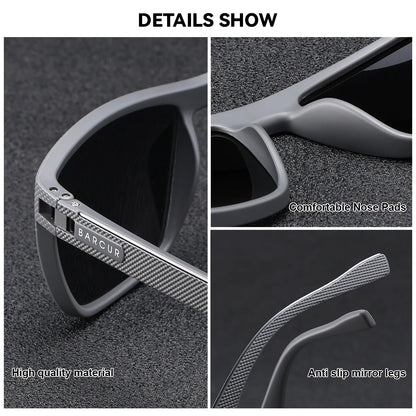 BARCUR Polarized Rectangle Sunglasses – UV400 Mirror Gradient Lens, TR-90 Frame, 9 Colors