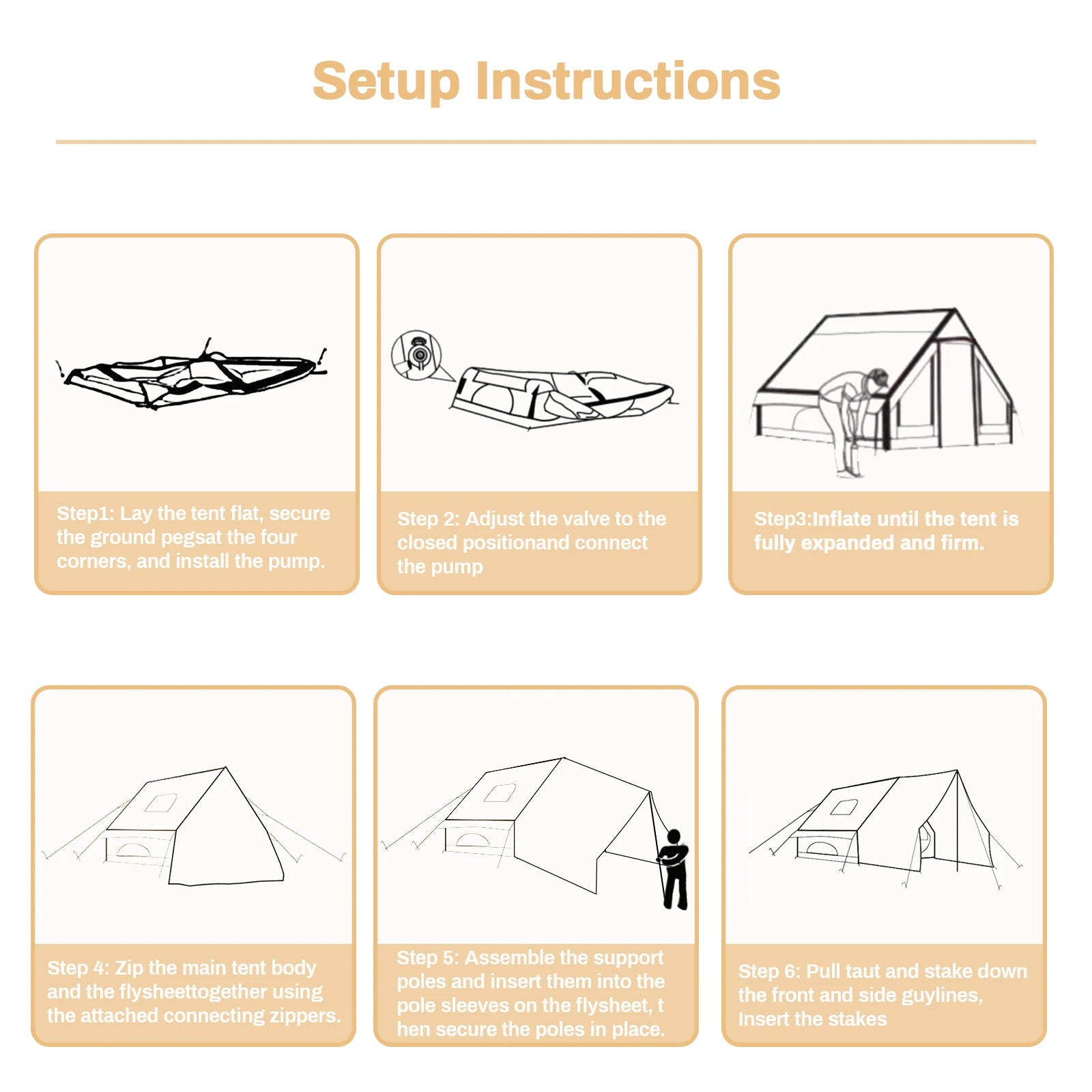 PAKICETUS Inflatable Camping Tent – 4-8 Person Portable 4-Season Waterproof Tent with Windows