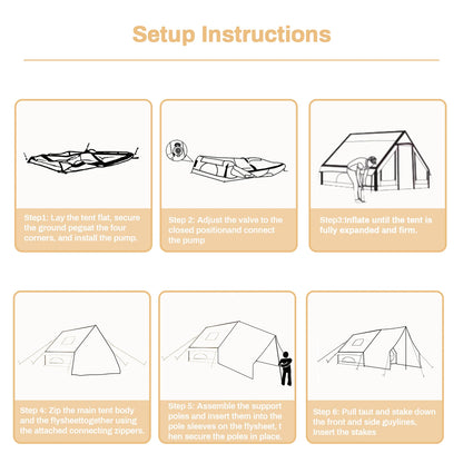 PAKICETUS Inflatable Camping Tent – 4-8 Person Portable 4-Season Waterproof Tent with Windows