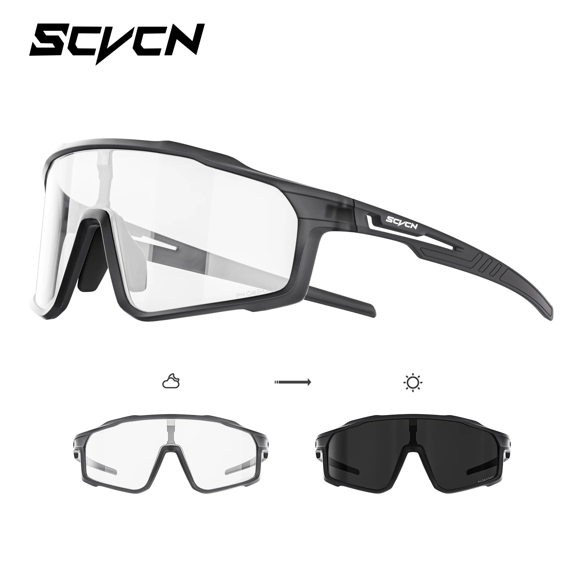 SCVCN Hiking Eyewear Photochromic Bike Cycling Sunglasses Men Outdoor Sports MTB UV400 Goggles Women Running Windproof Glasses