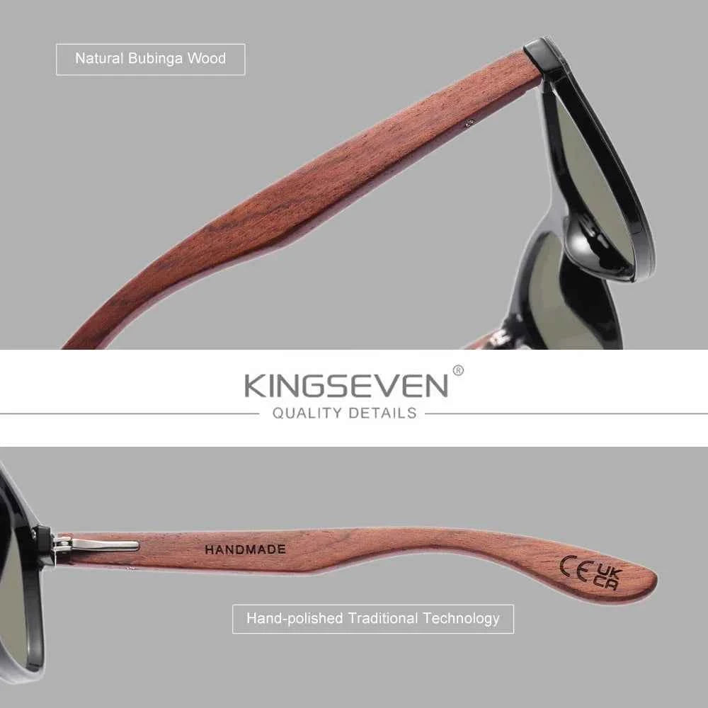 KINGSEVEN Wooden Rimless Polarized Sunglasses – UV400 Large Frame, Retro Style
