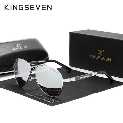KINGSEVEN N7730 Polarized Pilot Sunglasses – Titanium Frame, Photochromic, UV400, Unisex