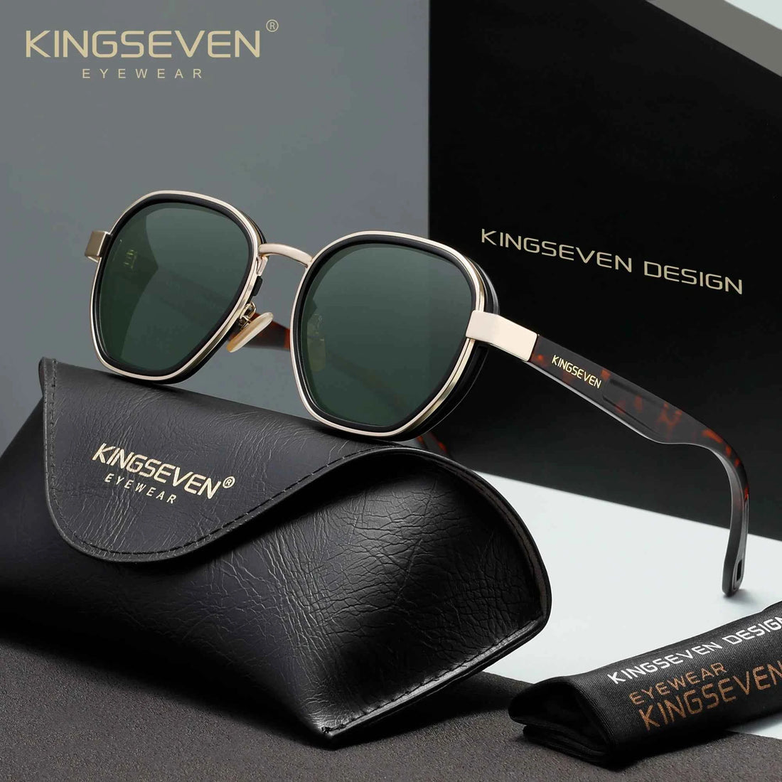 KINGSEVEN Polarized Round Sunglasses – Vintage Style UV400 for Men &amp; Women