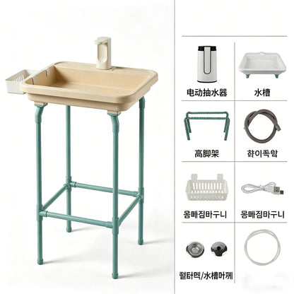 Portable Folding Camping Sink – Outdoor Wash Basin &amp; Water Station | Short &amp; High, Yellow &amp; White