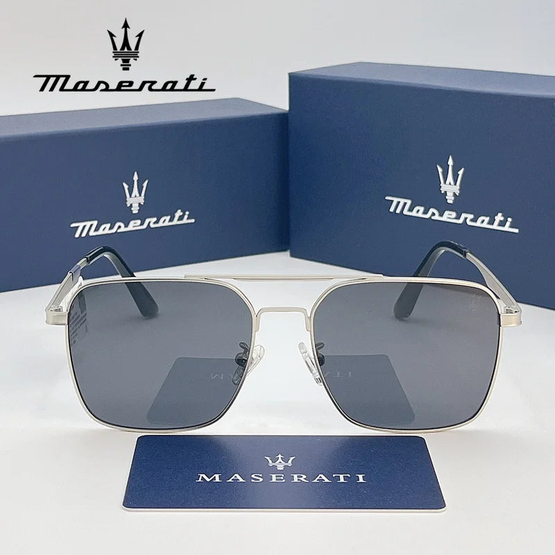 Maserati UV400 Polarized Sunglasses – Square Alloy Frame, Anti-Reflective TAC Lenses