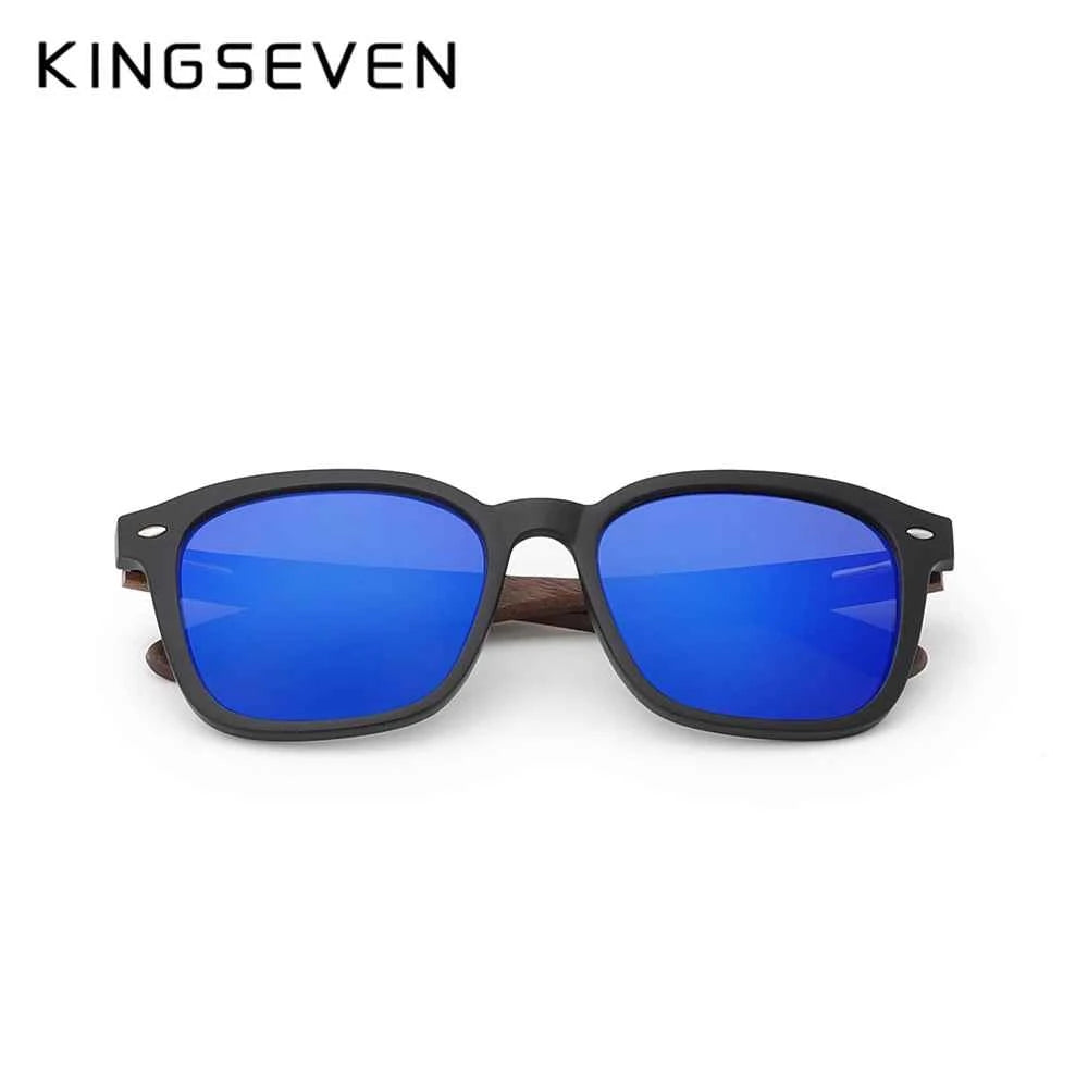 KINGSEVEN W5521 Black Walnut Wood Polarized Sunglasses – Handmade, UV400, Men’s