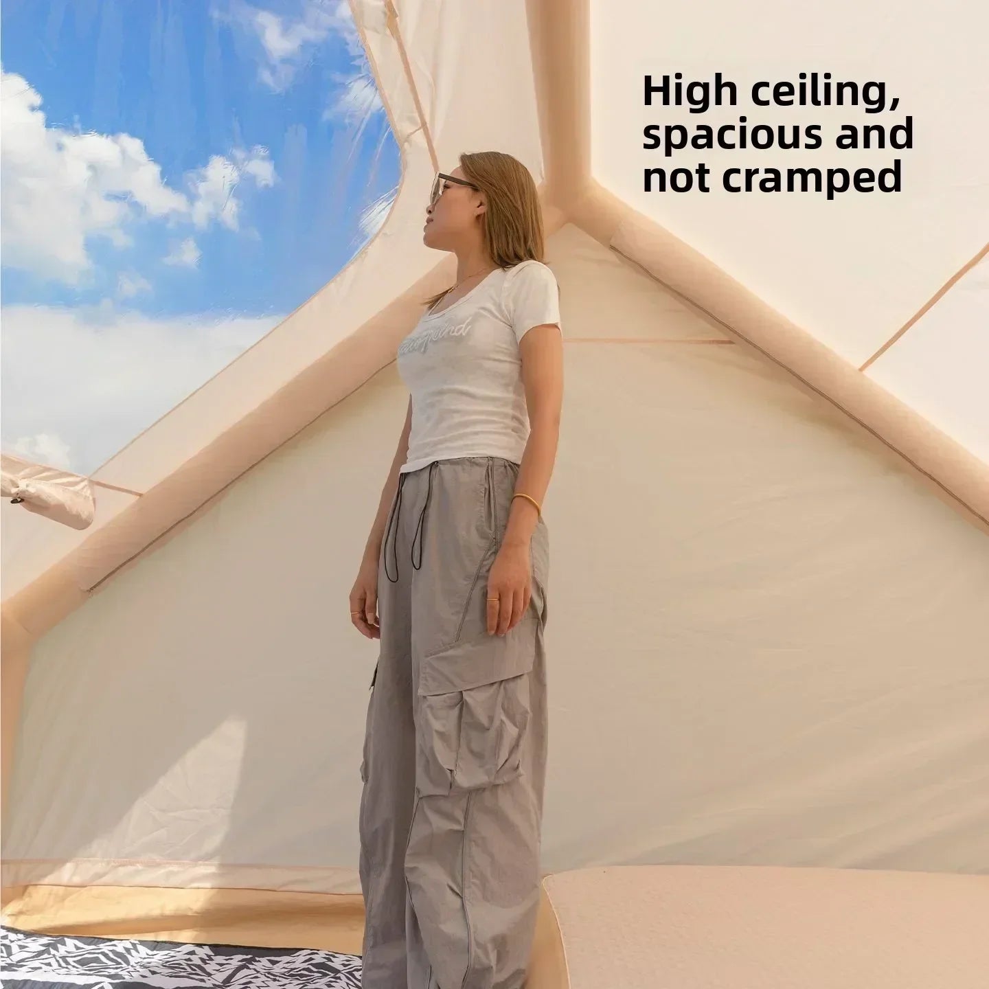 MOUNTAINHIKER Inflatable Camping Tent – 3-4 Person Starry Sky Design | 4-Season Windproof Family Tent