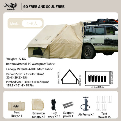 PAKICETUS Inflatable Camping Tent – 4-8 Person Portable 4-Season Waterproof Tent with Windows