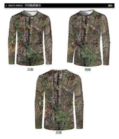 Camouflage Hunting Long Sleeve Men T-shirt Outdoor Sports Tactical Training Clothes Tee Hiking Fishing Camping Quick Drying Tops