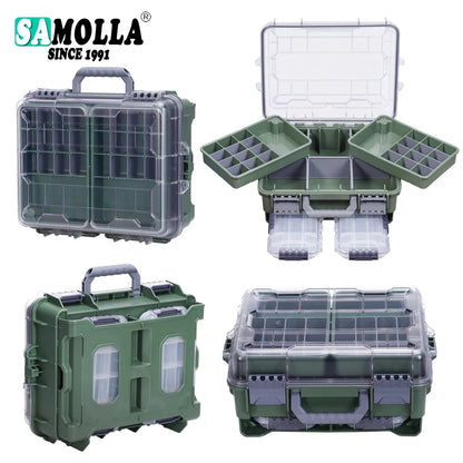 Large Capacity Waterproof Fishing Tackle Box – Hard Shell | Multi-Compartment | Portable | Fishing &amp; Camping