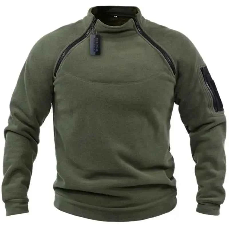 Tactical Sweatshirt Men Thick Double Zipper Fleece Hoodie Pullover Casual Outdoor Sports Long Sleeve Jacket Warm Breathable New