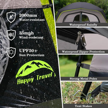 6-Person Waterproof Camping Tent – 3-Min Setup, Removable Rainfly, Cabin Style