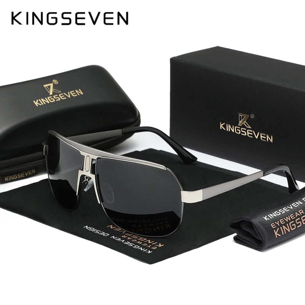 KINGSEVEN Polarized Square Oversized Sunglasses – UV400 Alloy Frame for Men &amp; Women