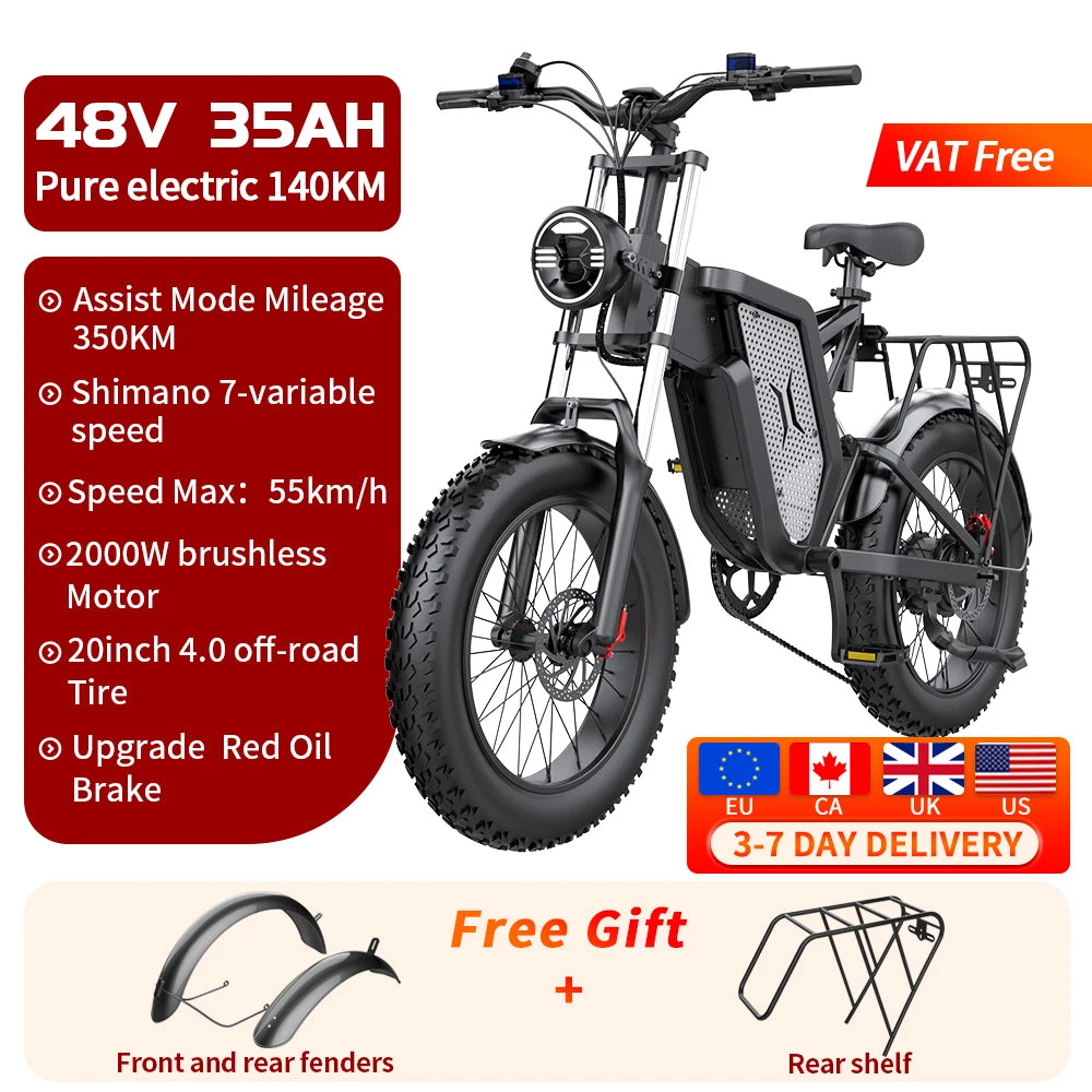 EKX X20 Electric Bicycle 48V 35AH Lithium Battery Adult Mountain Ebike 20 Inch Mountain Electric Men&